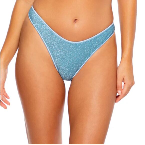 Luli Fama 'High Leg Brazilian' Bikini BOTTOM ONLY | Celestial Blue | Sz Small - Picture 1 of 9